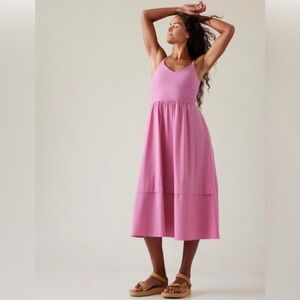 Athleta Pink Midi Dress with Shelf Bra size 16